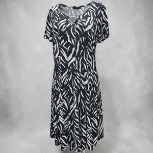 C'Est. 1946 Zebra Jersey Midi Dress Womens XL Keyhole Metal Bar Casual Chic